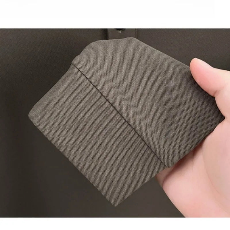 Men's Autumn Knit Polo Shirt, Contrast Collar and Sleeve Design, New Arrival Heavyweight Pullover for Casual Business Wear