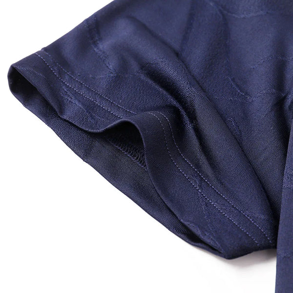 Men’s Slim Fit Polo Shirt Short Sleeve Lyocell Silk Blend Breathable Diamond Texture Top - Daily Office Travel Party