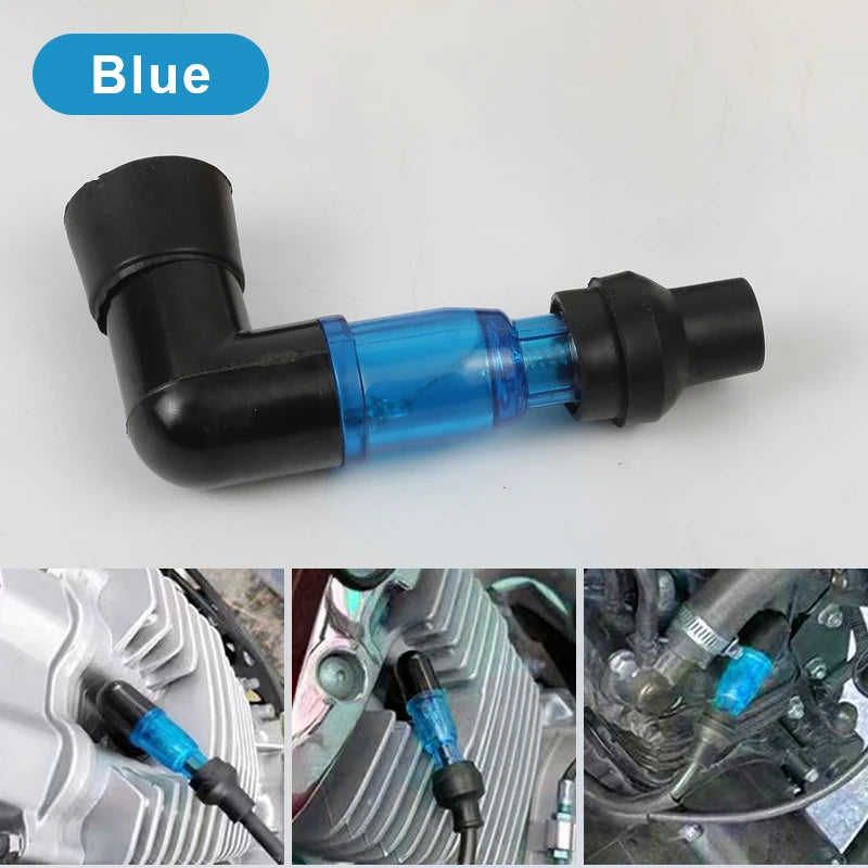 SEAMETAL Universal Motorcycle Ignition Spark Plug Cap 90 Degree Motorcycle Flashing Spark Plug Caps Covers for Motorbike Scooter