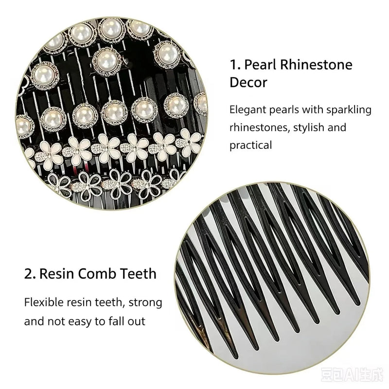 Women Pearl Insert Hair Comb Broken Hair Finisher Back Head Hairpin Elegant Korean Style Hair Accessories