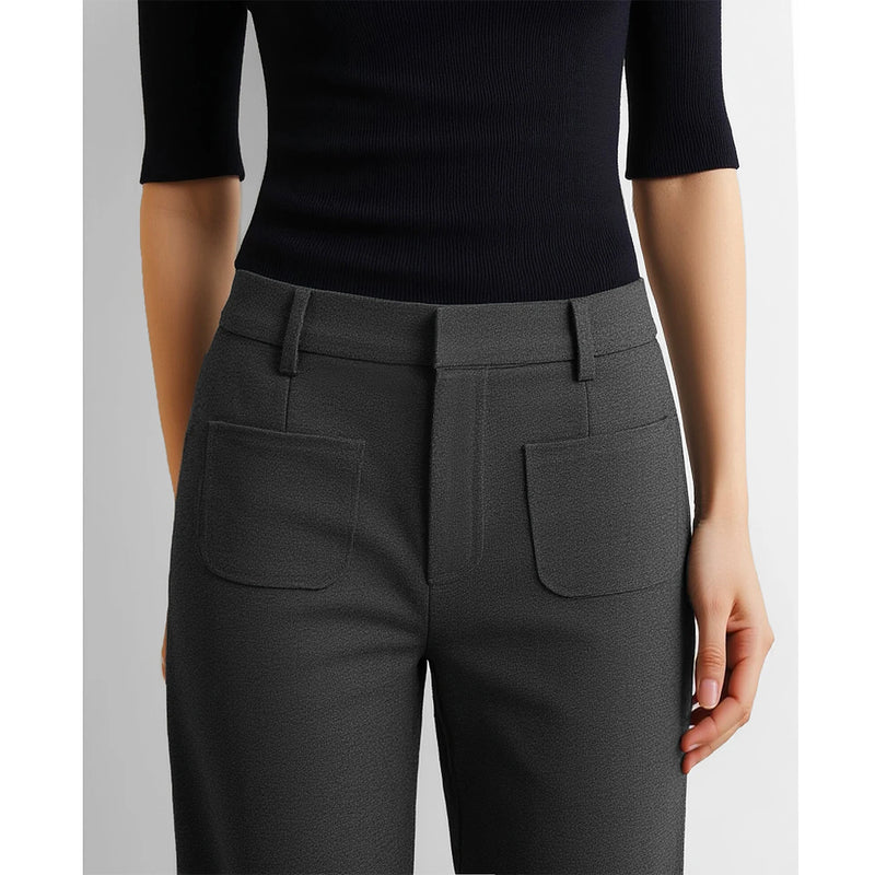 Amii Flare Pants 2026 Autumn New Retro Commuter Elastic Wide Leg Pants Pocket Knitted Casual Versatile Women's Trousers 12623063
