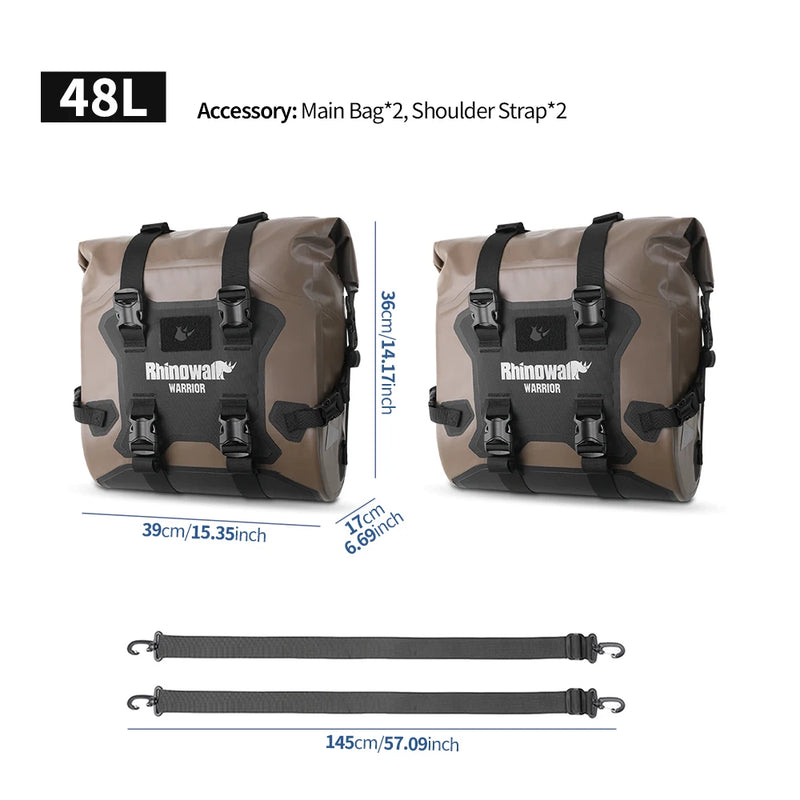 Rhinowalk Motorcycle Quick Release Side Bag 24L Waterproof 1 Or 2 PIece Motor Saddle Storage Bag With Support Board  Air Valve
