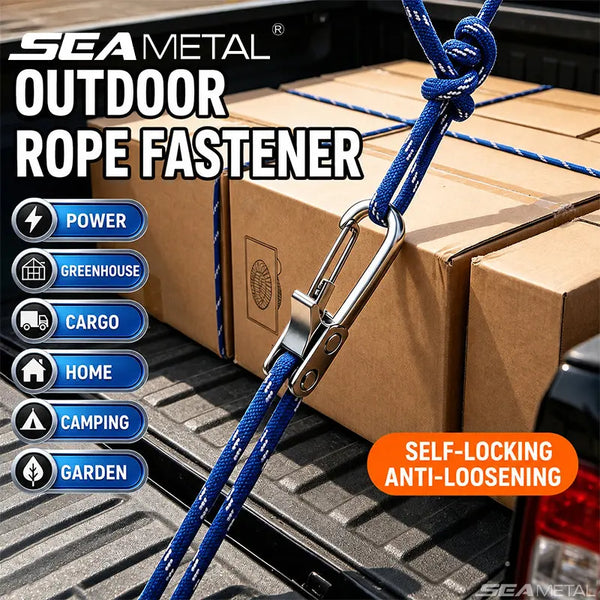 SEAMETAL Aluminum Alloy Tent Rope Tensioner Stainless Steel Self Lock Rope Adjuster Anti-Slip Tarp Tightener Outdoor Accessories