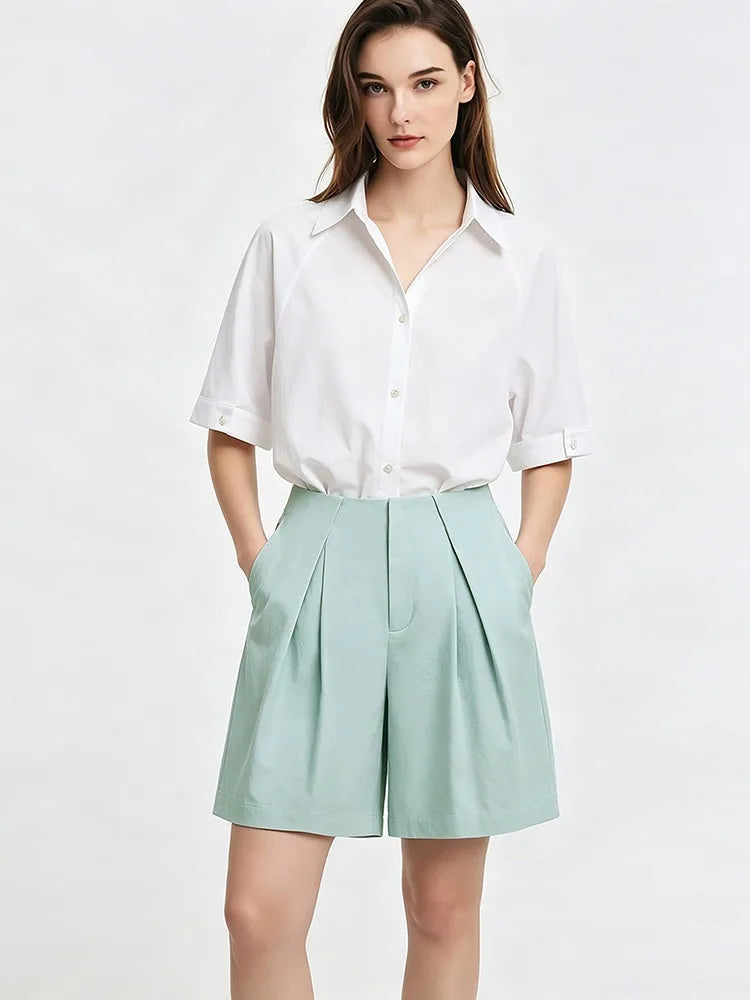 Amii Women's Shorts 2026 Summer New Simple Versatile Office Casual Pants Pleated Wide Leg Loose Fit Pants For Women 12642132