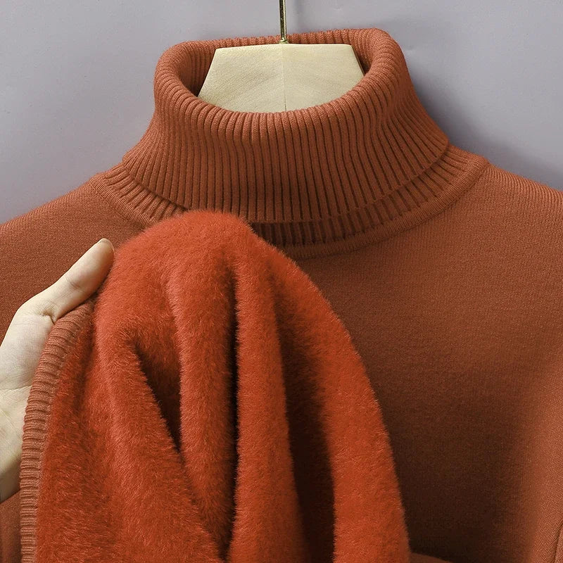 Men's Slim Fit Long Sleeve Turtleneck Sweater Anti-Pilling High Quality Knitted Solid Color Pullover Trendy Men's Clothing