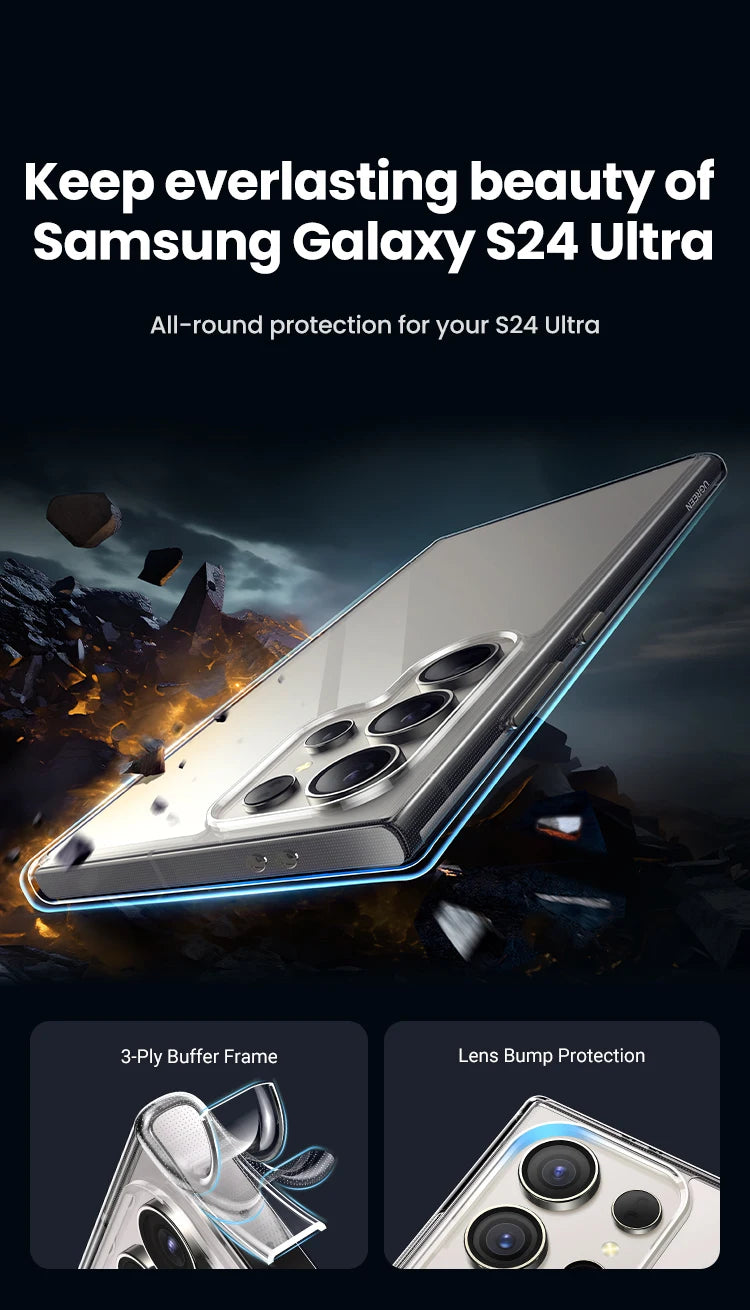 UGREEN Clear Case For Samsung Galaxy S24 Ultra Shockproof Transparent Case Cover Protective TPU for Samsung S24 Ultra Plus Case