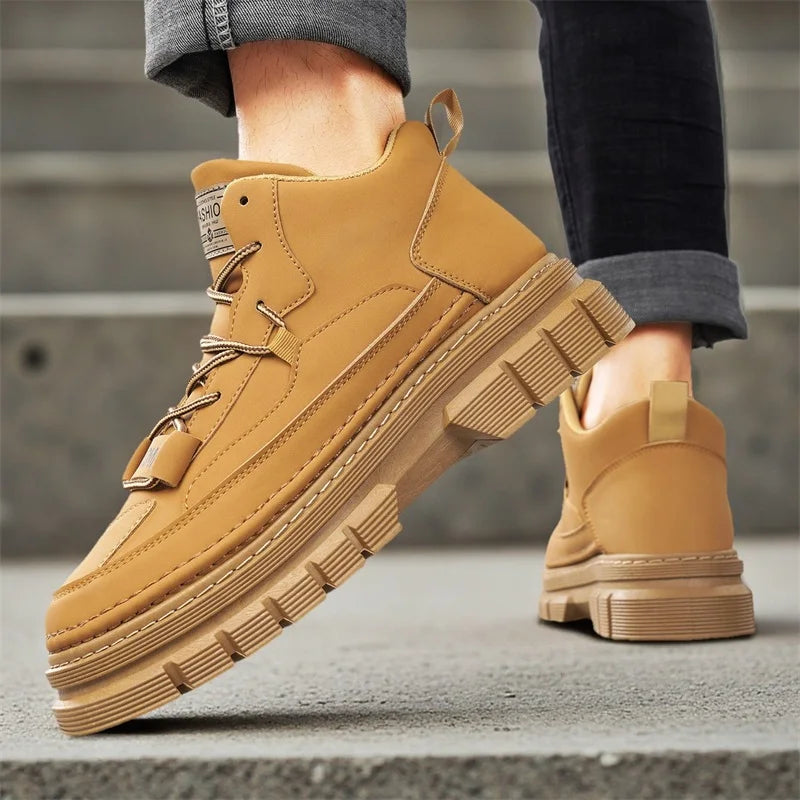 Men's boots four season high-top Joker thick-sole casual boots soft-sole non-slip comfort outdoor boots fashion youth work boots