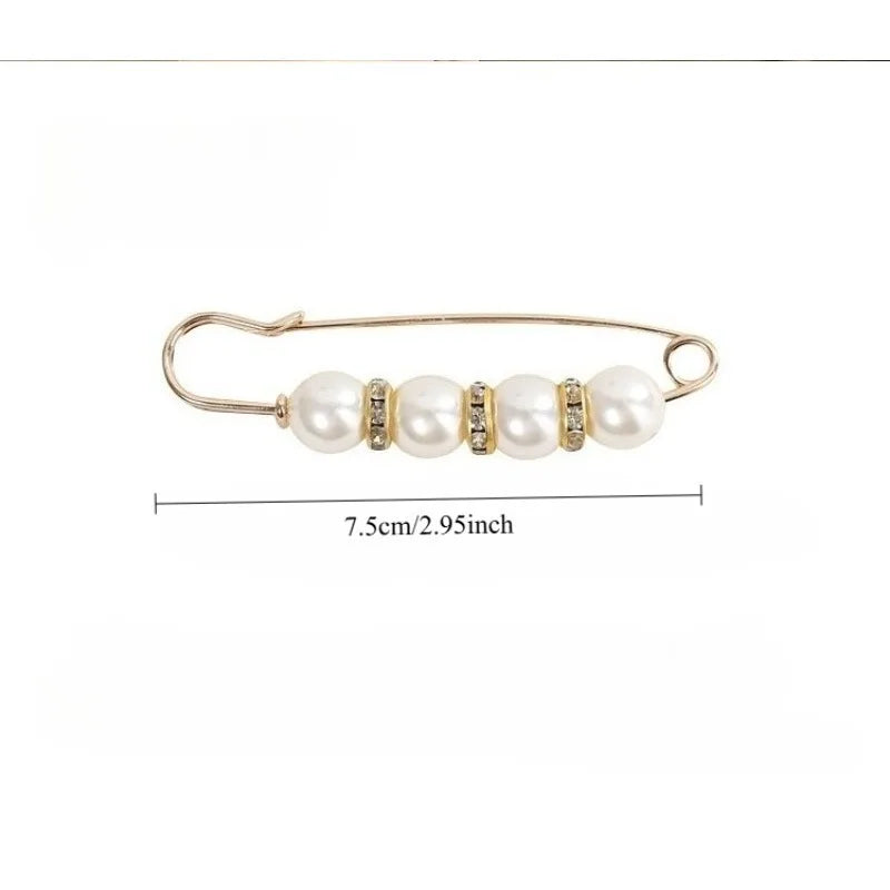 1/2/3PCS Women's Elegant Pearl Brooch Pin Waist Adjuster, Fashion Pearl Safety Pins for Clothing Fixation Size Adjustment Access