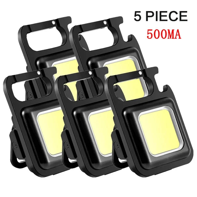 ភ្លើងការងារ COB 5PCS ភ្លើងពិលខ្នាតតូចចល័ត ចង្កៀងកូនសោរ 4 ភ្លើង LED ក្រៅផ្ទះ ការពារទឹក ភ្លើងសម្រាប់បោះតង់ ភ្លើងនេសាទ ភ្លើងពិលសម្រាប់ប្រើប្រាស់បន្ទាន់