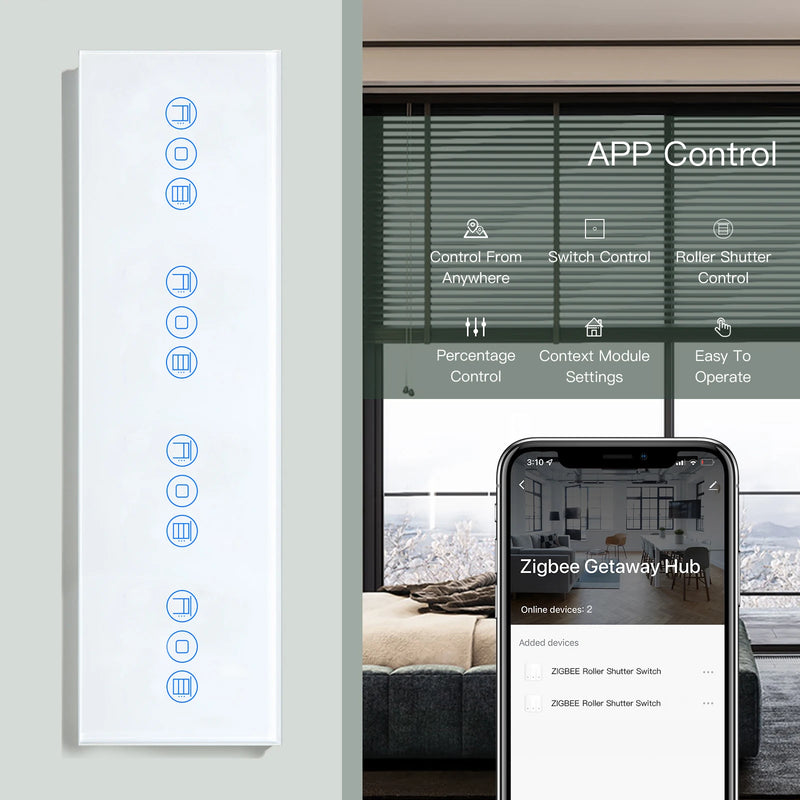 BSEED Zigbee Shutter Switches Electric Motorized Quadruple Smart Blinds Roller Google Home Smart Life Alexa Voice APP Control