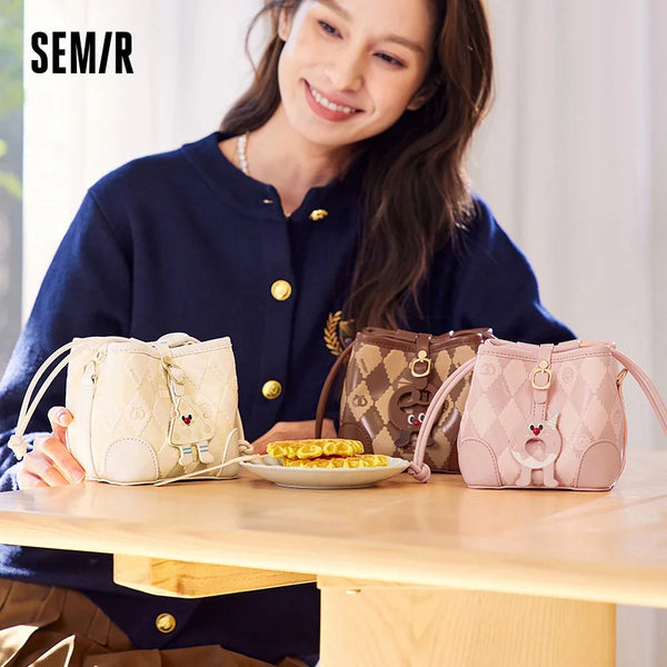 Semir Bag Bucket Bag Women 2024 New Large and Small Crossbody Large Capacity Shoulder Bag Best Friends Drawstring Bag