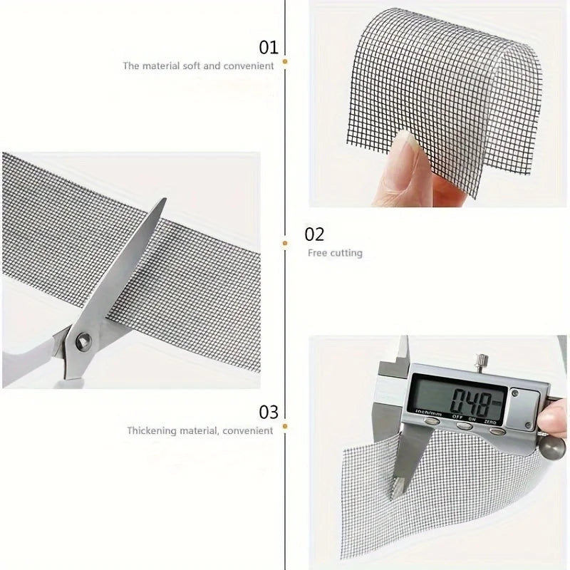 1Roll Window Screen Repair Tape,Anti Insect Mosquito Mesh, Broken Holes Repairing Strong Self Adhesive Window Screen Repair Tape