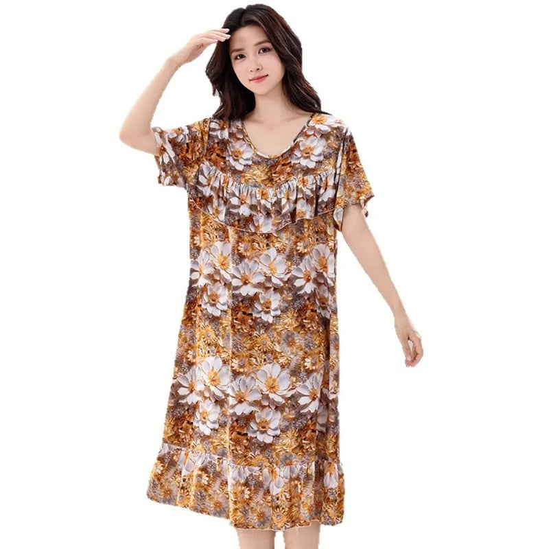 Summer Dress Short Sleeve Nightgowns Woman Sleep New Loose Night Wear for Ladies Nightie Women's Sleepwear One Piece Homewear