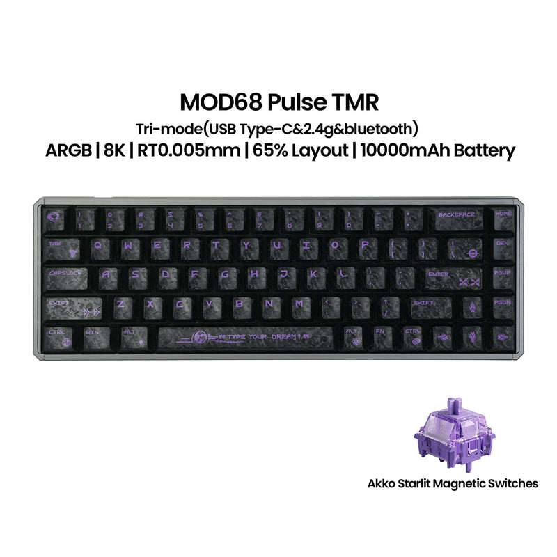 Akko MOD68 HE Keybaord Aluminum CNC 65% Magnetic Switch Rapid Trigger 0.005mm 8K ARGB Gaming Custom Mechanical Keyboard Gasket