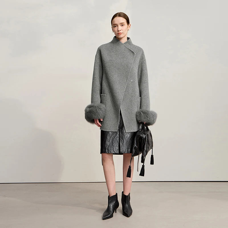 Amii Women's Coat 2026 Winter New Elegant Versatile Loose Wool Coats for Woman Long Sleeve Asymmetry Overcoat Female 12544041