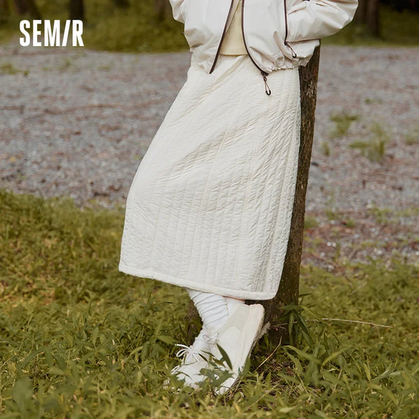 សំពត់ស្ត្រី Semir រាងដូចក្រណាត់ Wool រាងចោះចំហៀង វែង ងាយស្រួលថែទាំ 2026 រចនាបថបុរាណ ឆើតឆាយ សាមញ្ញ ប្រចាំថ្ងៃ បាតរាងអក្សរ A