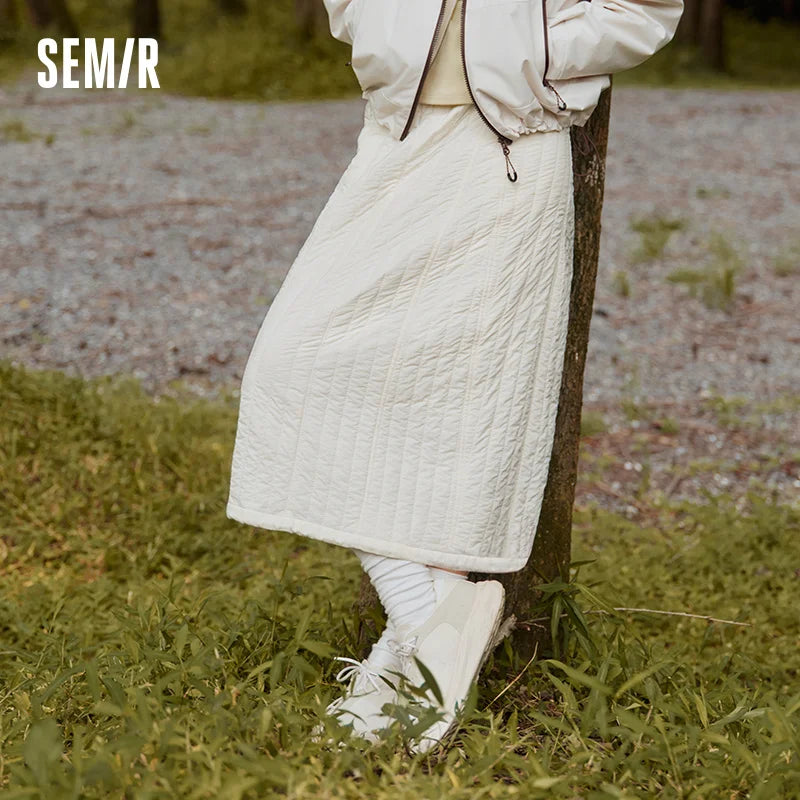 Semir Women Skirt Plaid Wool Look Side Slit Long Fit Easy Care 2026 Vintage Elegant Urban Casual Everyday A Line Bottom