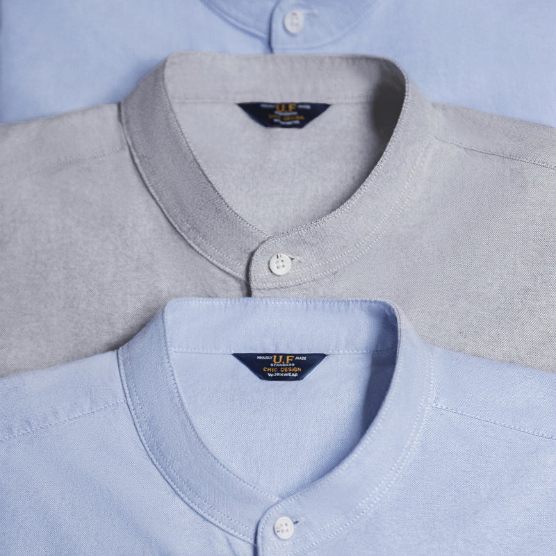 Maden Men's Casual Long Sleeve Oxford Shirt Pure Cotton Solid Color Dress Blouse Single-Breasted Shirt  for Spring and Autumn