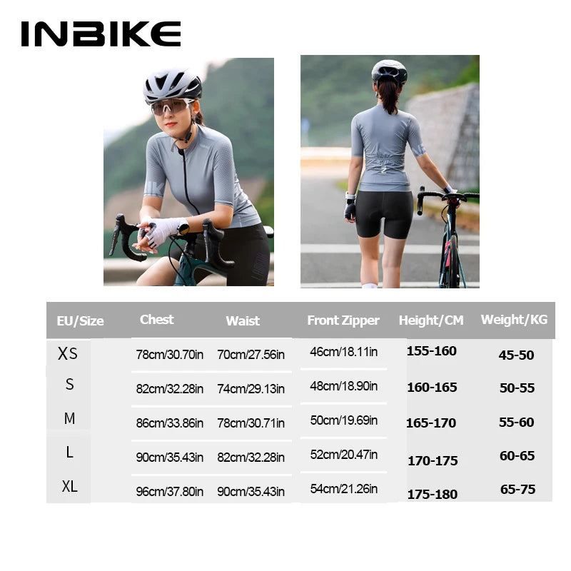 INBIKE Women's Cycling Jersey Short Sleeve Road Bike Bicycle Riding T-shirts Clothing MTB Jersey for Biking with 3 Rear Pockets