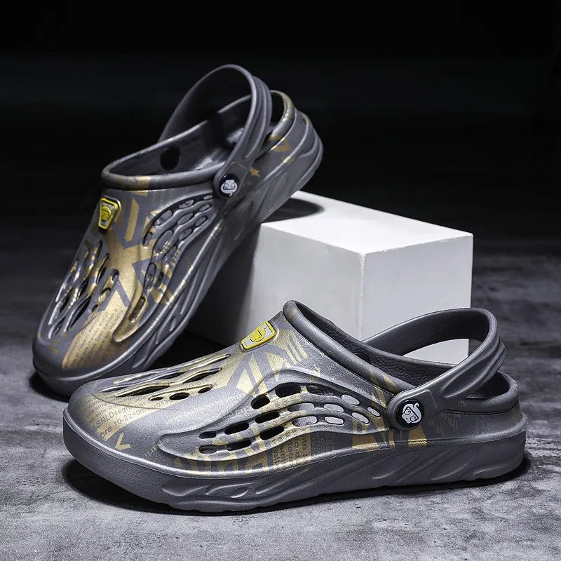 Summer fashion Breathable lightweight men's Casual Slip on Beach Sandals Waterproof Garden Shoes outdoor hollow walking slippers