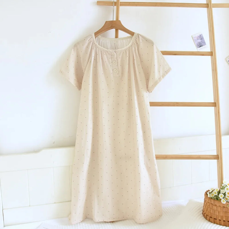 Thin Nightgowns Woman Sleep Summer Pajama Dress New Short Sleeve Sleepwear Women's Cotton Loungewear Home Clothes Nightdress