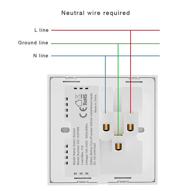 UK WiFi Smart Tuya USB Type-C 20W Fast Charging Socket Glass 13A Outlet Touch Switch Wireless Charge Work with Alexa Google Home