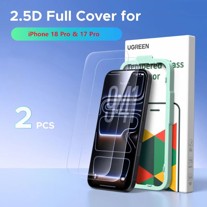 UGREEN 2PCS Screen Protector For iPhone 18 17 16 15 14 13 Pro Max Tempered Glass For iPhone 16 Plus Screen Protectors 18pro Film