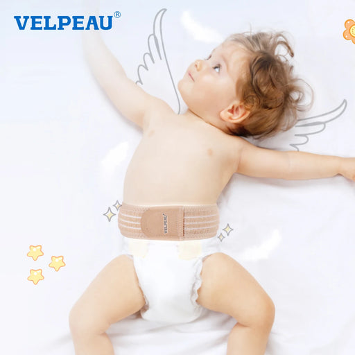 VELPEAU Umbilical Hernia Belt Infant for Baby Newborn Belly Button with 3 Compress Pads Navel Abdominal Binder, One Size＜18"