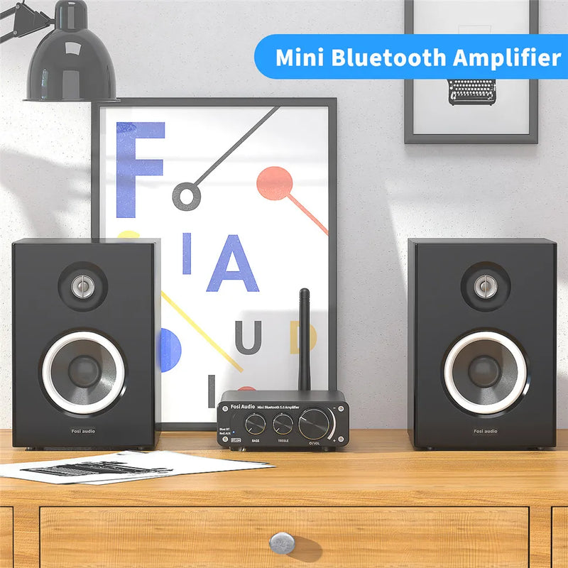 ឧបករណ៍បំពងសម្លេង Fosi Audio BT10A ប៊្លូធូស 2 ឆានែល ថាមពលសំឡេង ស្តេរ៉េអូ TPA3116D2 ខ្នាតតូច HiFi ឌីជីថល សម្រាប់ឧបករណ៍បំពងសម្លេង 50W Treble និង Bass