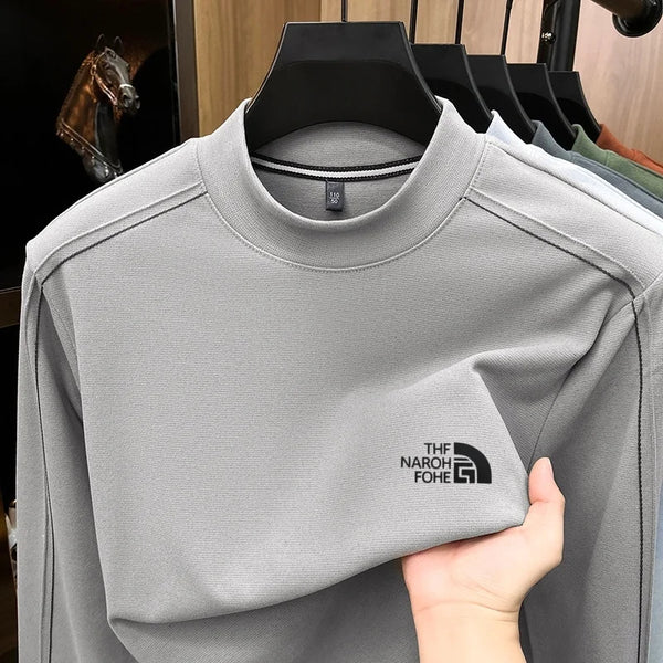 Original Design Men Long Sleeve T-Shirt Round Neck Letter Pattern Printing Autumn Winter New Leisure Comfortable Warm Men's Wear