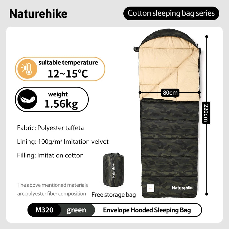 Naturehike Camouflage Sleeping Bag Ultralight Waterproof Splicable Sleeping Bag 3 Season Warm Outdoor Camping Sleeping Bag