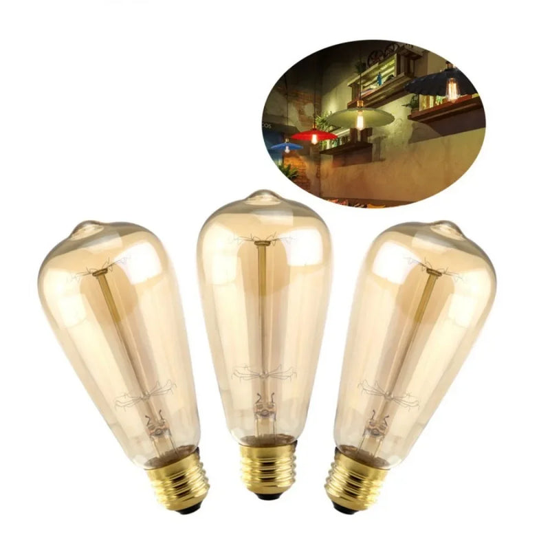 អំពូល JOYINLED 1/6/10 ដើម ផលិតដោយផ្ទាល់ពីរោងចក្រ ពណ៌ Amber 40W 220V អំពូល Vintage E26 E27 St64 Filament អំពូល Edison ចង្កៀង Incandescent