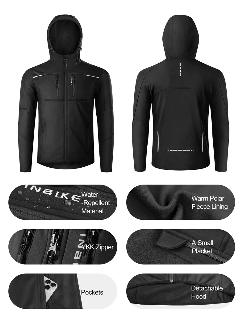 INBIKE Winter Cycling Jackets Man Warm Thermal Windbreaker for Men Hooded MTB Bike Jackets for Riding Windproof Bicycle Clothing