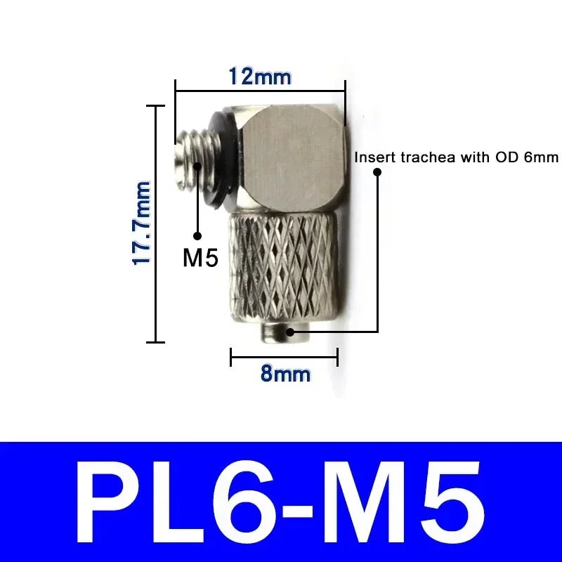 Male Thread M3 M4 M5 M6 -Air Tube 3mm 4mm 6mm OD Mini Pneumatic Pipe Connector Screw Through Quick Fitting Fast Twist Joint