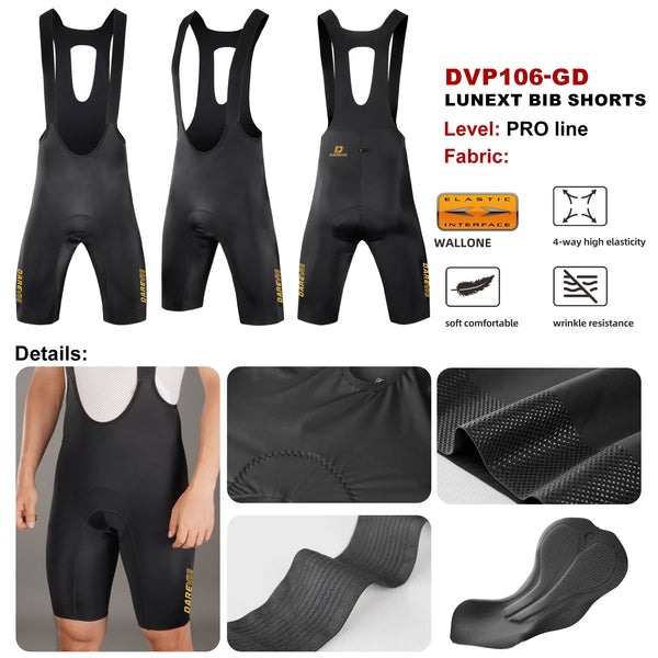 ខោជិះកង់បុរស DARREVIE Elastic Interface® 80kg/m³Pad Bretelelle សម្រាប់ជិះកង់បុរស 5.0 ខោជិះកង់មួយដុំ គ្មានថ្នេរ ការពារការរអិល