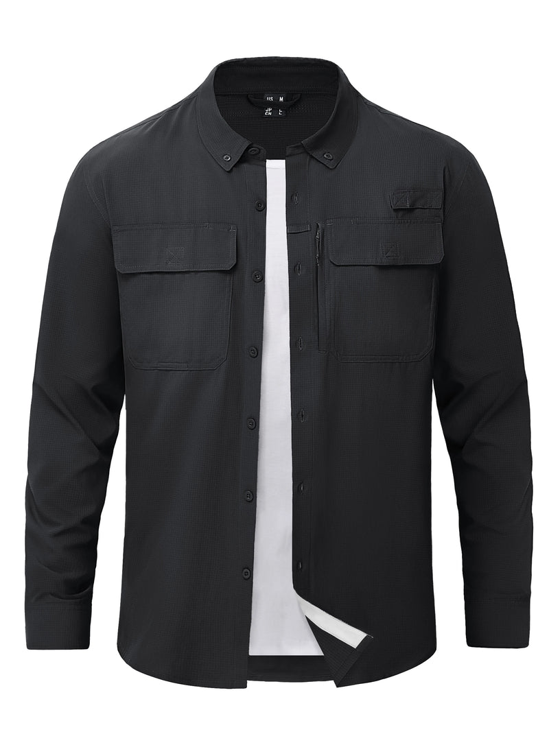 TACVASEN Button Down Fishing Shirts Mens UPF 50+ Quick Dry Long Sleeve Breathable Shirts Outdoor Work UV Sun Protection Shirts