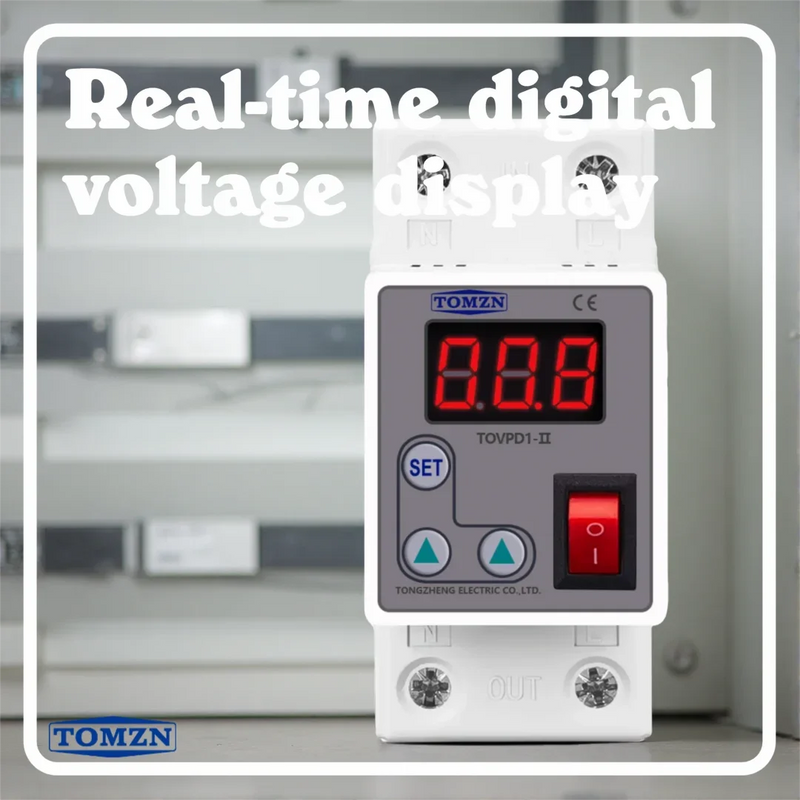 TOMZN Din Rail Mount Adjustable Overcurrent Protection Relay, 230V 1-63A, Current Limiting & Monitoring Device