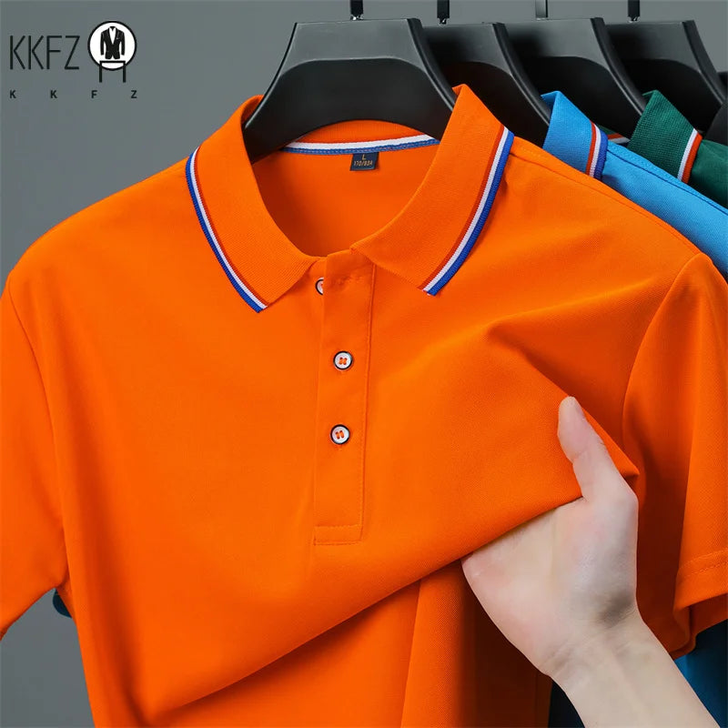 Men's Casual Solid Color Short Sleeve Polo Shirt Summer 2025 Fashionable Comfortable Versatile Top for Men