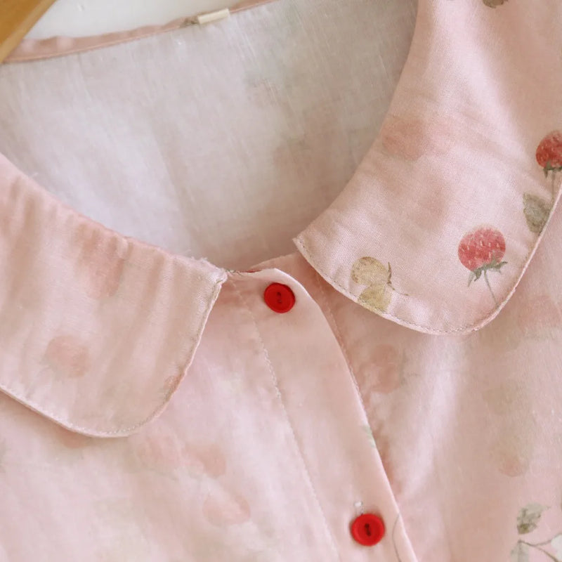 Women's Pajamas Set 2pcs Spring Autumn Long Sleeve Top with Trousers Home Wear Loungewear Lapel Button Cardigan Sleepwear Suit