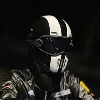 ORZ Retro Motorcycle Helmet Carbon Fiber/Fiberglass Material Cruising Devil Knight Heavy Motorcycle Full Helmet 801 M-XL