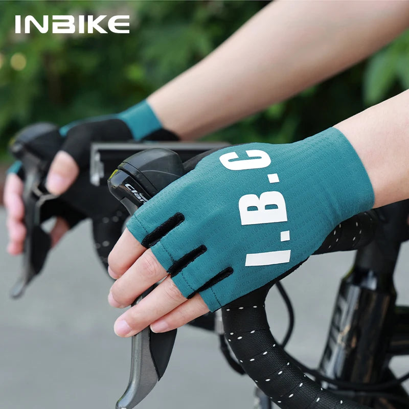 INBIKE Men's Road Cycling Gloves Breathable Half-Finger Cycling Gloves for Men Shock-Absorbing Pad Lightweight MTB Biking Gloves