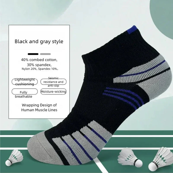 WRELS 1/2/3 Pairs Badminton Socks Cushioned Crew Athletic Socks Men Women Compression Breathable Tennis Gym Running Socks