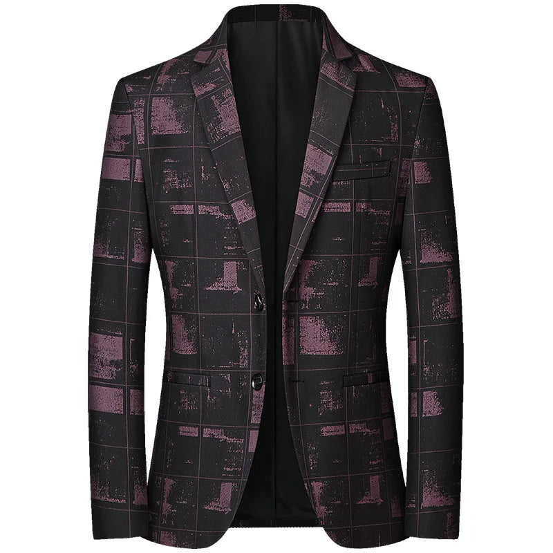2026 New Men's Red Suit Jacket, Asian Size Blue Slim Coat, Gray Yellow Blazers, M-4XL