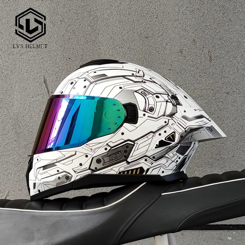 LVS-909 Motorcycle Modular Flip Helmet Dual Lens Big Wing Anti-Fog Visor Men Women Motorbike Touring Safety Headgear Casque Moto
