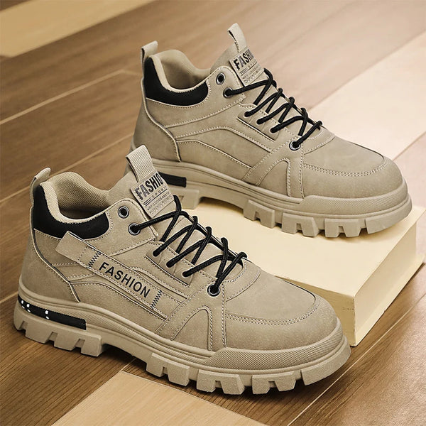 Men's boots four seasons new soft sole anti-slip comfortable outdoor casual work boots fashion Joker high top boots Safety shoes