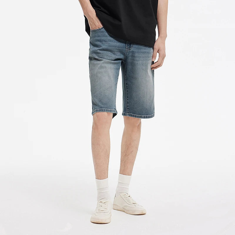 Semir Men Pants Denim Knee Length Vintage Washed Straight Leg Classic Versatile Casual Shorts 2026 Summer Fashion Daily Wear Top