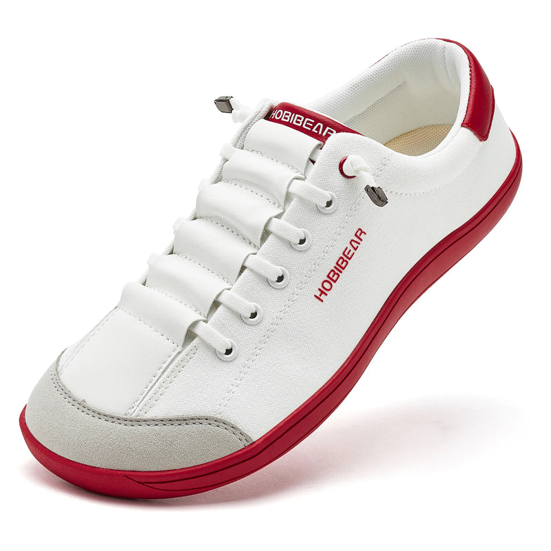 HOBIBEAR Wide Toe Barefoot Shoes for Unisex Minimalist Canvas Sneakers Lightweight Adjustable Slip On Walking Shoes