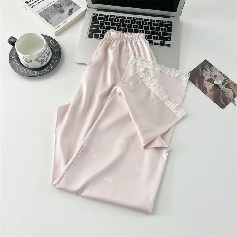 Chest Pad Pyjamas Women Pajamas Sleepwear 2 Piece Sets Spring Autumn Lapel Long Sleeve Ladies Loungewear Suit Print Homewear