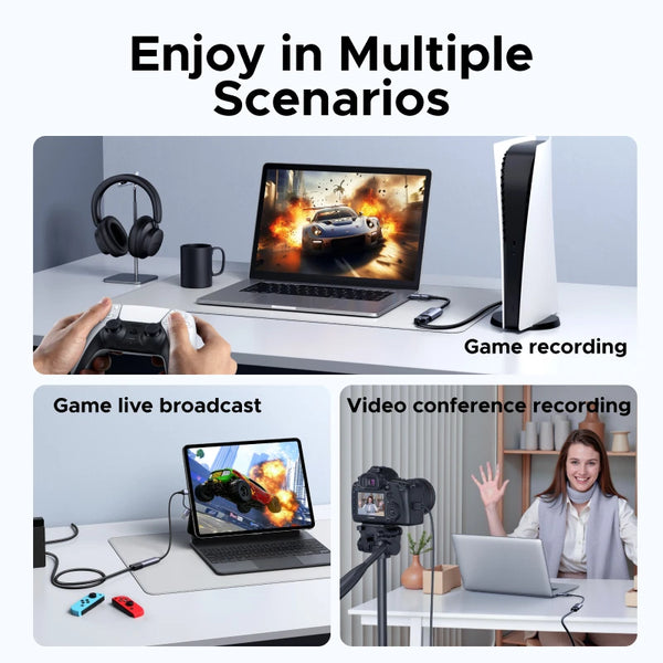 UGREEN HDMI Video Capture Card USB A C 4K 30Hz Input 2K 30Hz Output for PS5 Switch Laptop Streaming Recording Online Class Meeti
