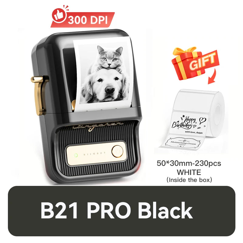 Niimbot B21 Pro 300DPI HD Printing Portable Thermal Printer Self-adhesive Label Printer Sticker Maker For Photos Receipts Note